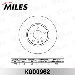 Диск тормозной для Lexus GS300/передний/R/K000325/MILES