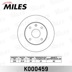Диск тормозной для Nissan Almera/передний/K000047/MILES