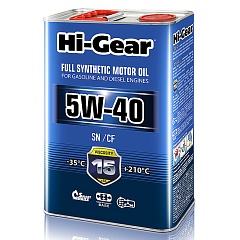 Масло Hi-Gear 5W40 SN/CF синт. 4л+HG2205 (5-ти мин.промывка дв.)