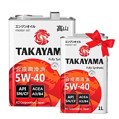 Масло TAKAYAMA Adaptec 5W40 Api SN/CF A3/B4 синт.(металл) АКЦИЯ 4+1л